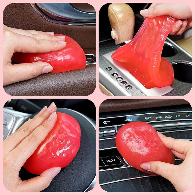 TeSabMi Car Cleaning Gel Car Cleaning Putty Car Putty Car Interior Cleaner Car Slime Car Detailing Kit Car Accessories Gifts for Men Women Stocking Stuffers Red - Image 3